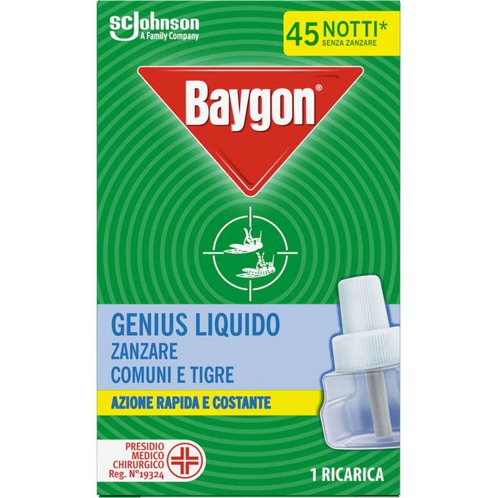 Ricarica Baygon Genius Liquido - Protezione Contro Zanzare Comuni e Tigre