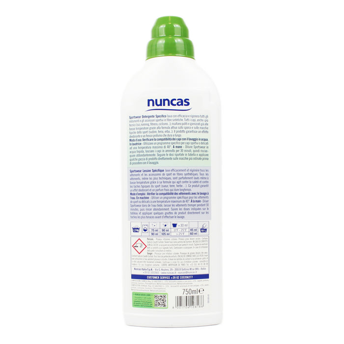 Nuncas Sportswear Detergente Specifico per Capi Tecnici - 750 ml, Lava, Deodora e Igienizza