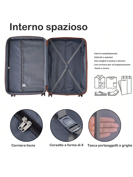 Set of suitcases 2 pieces: hand luggage + ultra light rigid average suitcase in ABS