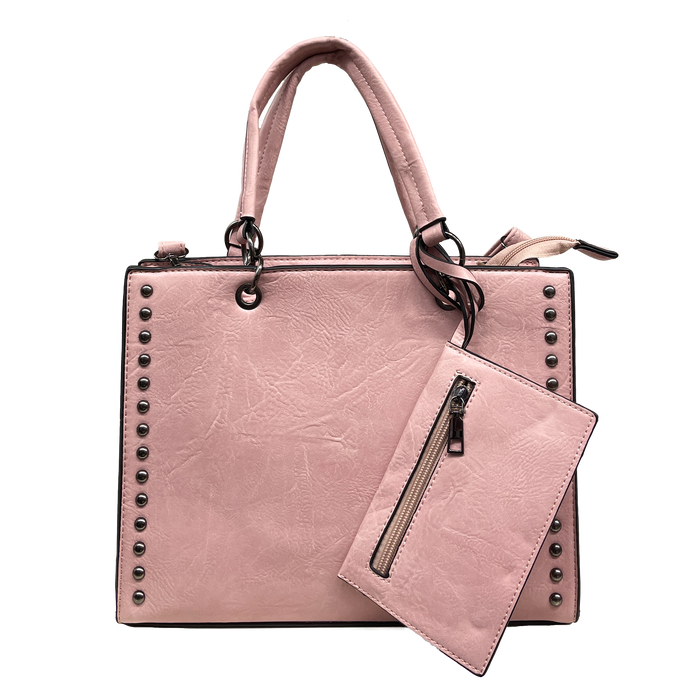 Alexia - Håndtaske til kvinder med skulderrem, nitter og tegnebogstilbehør