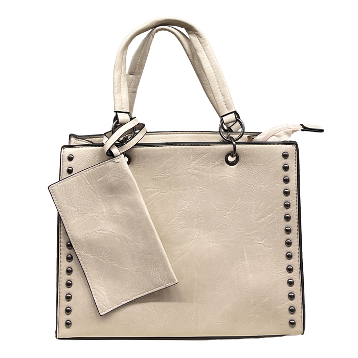 Alexia - Damenhandtasche mit Schulterriemen, Nieten und Geldbörsenaccessoire