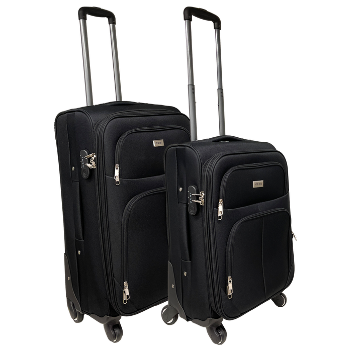 Setting Suitcases semi -rigid expandable hand luggage + medium suitcase - shockproof fabric and resistant