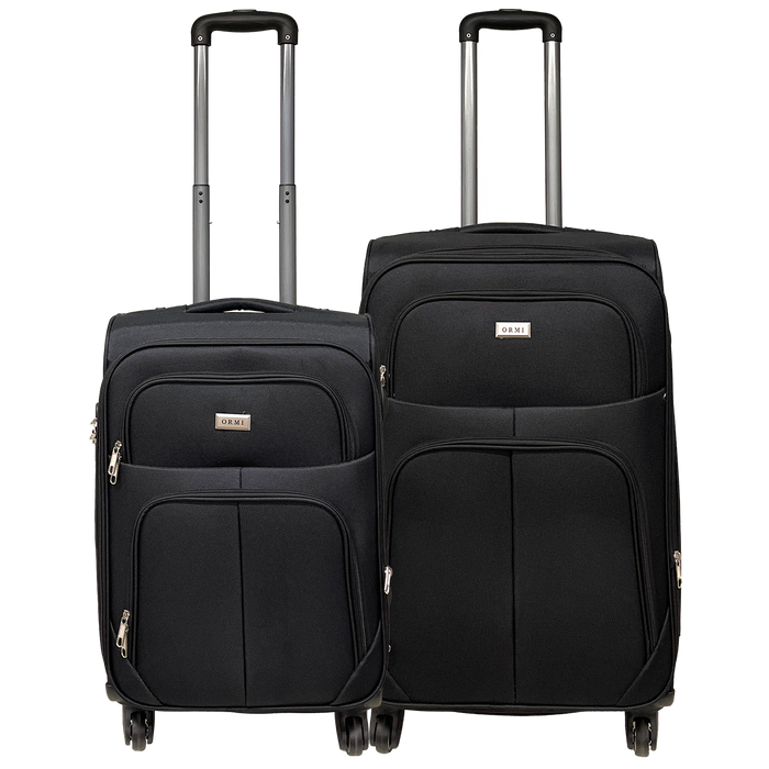 Ställa in resväskor semi -rigid utbyggbart handbagage + medium resväska - stötsäkert tyg och motståndskraftigt