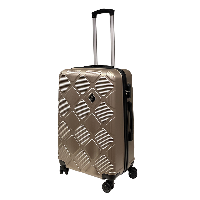 OSSO: n keskimääräinen matkalaukku jäykkä vaunu 65x45x25 cm Ultra -valo ABS: ssä 4 kääntöpyörällä 360 °