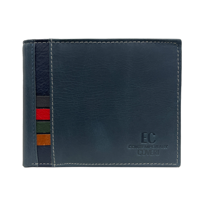 EC Coveri Men's Wallet in Vera Leather with colorful stripes