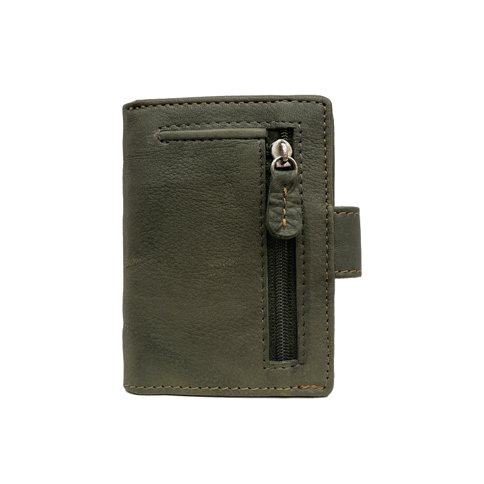 True Leder -Brieftasche und Aluminium -Kreditkartenhalterin als Männerkaledon -Mann mit RFID -Block