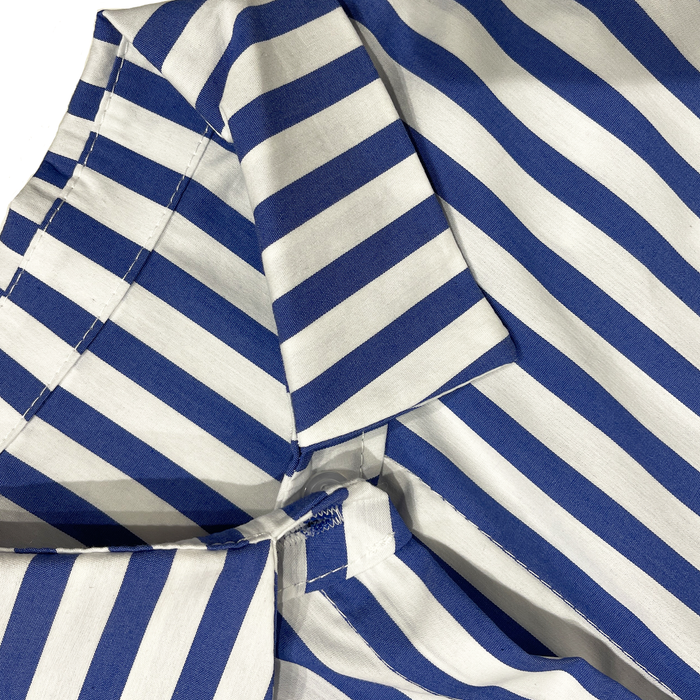 Camisa de mujer rigot azul y blanco - elegancia artesanal italiana
