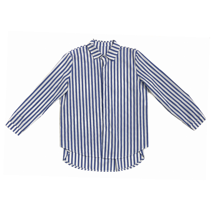 Shirt Woman Blue and White Rigot - Élégance artisanale italienne