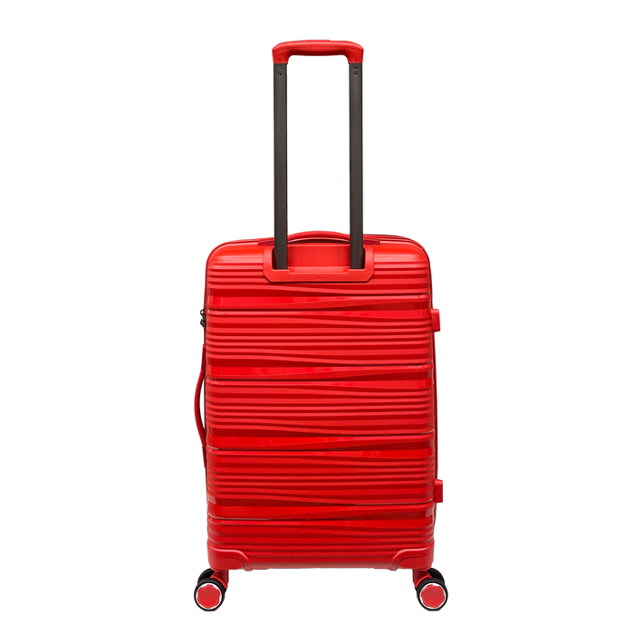 Medium-sized impact-resistant polypropylene suitcase with integrated TSA lock