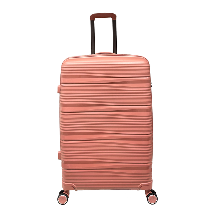 Large impact-resistant polypropylene suitcase with integrated TSA lock