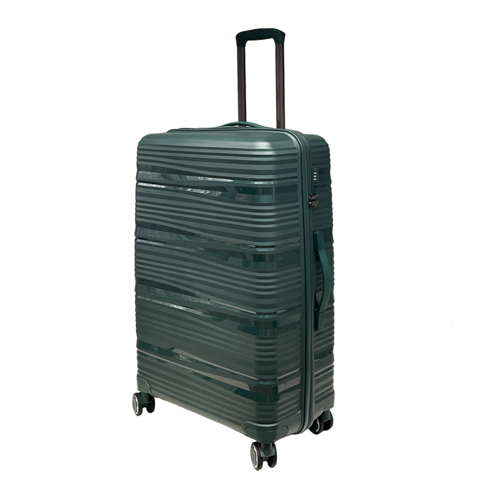 Stor stötbeständig resväska i polypropen med integrerat TSA-lås