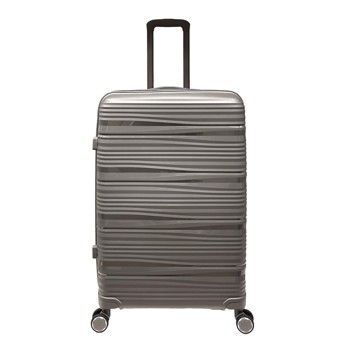 Large impact-resistant polypropylene suitcase with integrated TSA lock