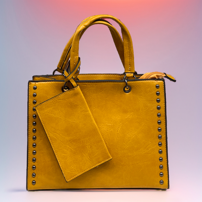 Alexia - Håndtaske til kvinder med skulderrem, nitter og tegnebogstilbehør