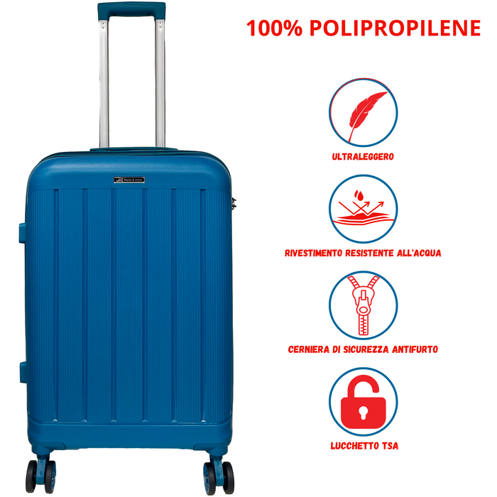 Average Soft Polypropylene Suitcase 65x43x27cm with TSA Trolley Trolley High Quality Light Quality