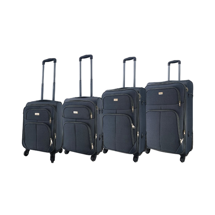 Sæt med 4 -stykker kufferter Trolley Viof Uof -Blød udvideligt anti -shock -stof | Venstre 50 cm, s 55 cm, m 65 cm, 75 cm