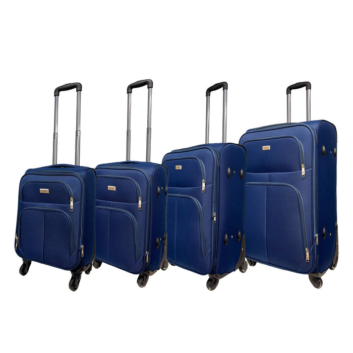 Sæt med 4 -stykker kufferter Trolley Viof Uof -Blød udvideligt anti -shock -stof | Venstre 50 cm, s 55 cm, m 65 cm, 75 cm