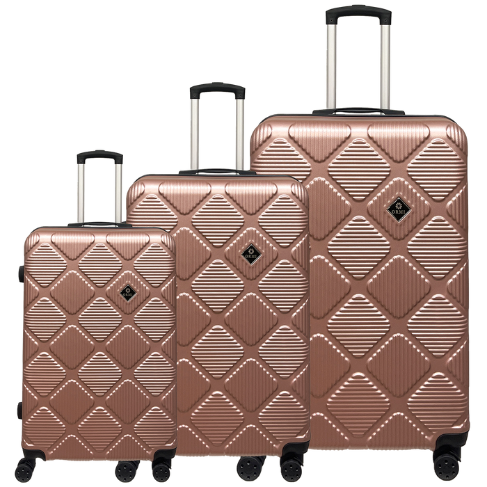 Set di Valigie da Viaggio Ormi Diamond Lux - Leggero, Resistente ed Elegante | Include 3 Trolley