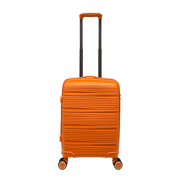 "Vibrant Voyager : Valise cabine rigide Spinner Tangerine - Roues 360° et cadenas TSA