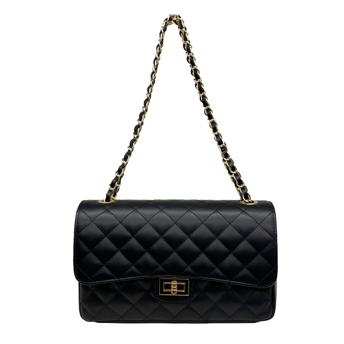 Bolsa de ombro Palla -Leather - Design clássico com corrente dourada
