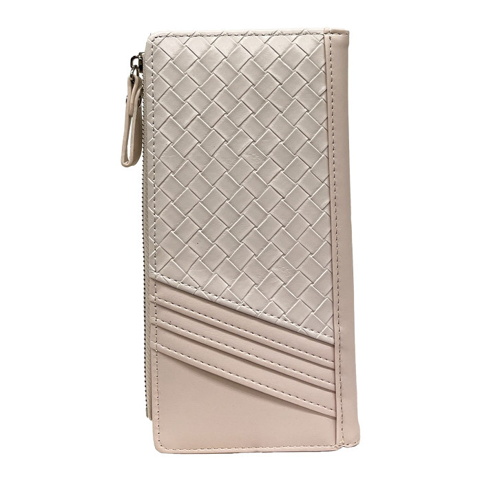 Kvinnors plånbok i läder PU sammanflätat med zip 19x20x2cm