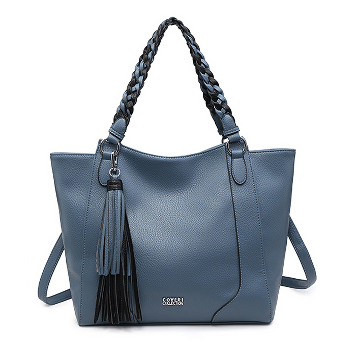 Coveri Collection - Nautica Chic: Tote Bag with Tassel and Woven Details